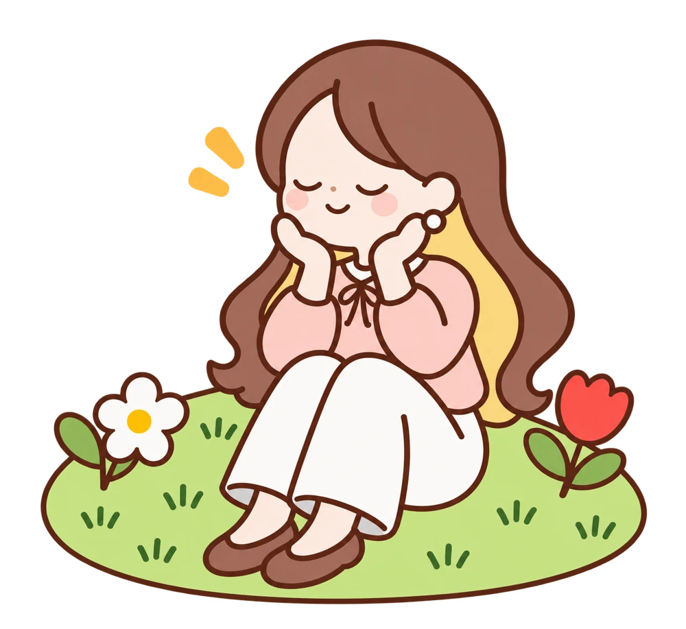 目を閉じて穏やかに夢を思い描く瑞穂のイラスト